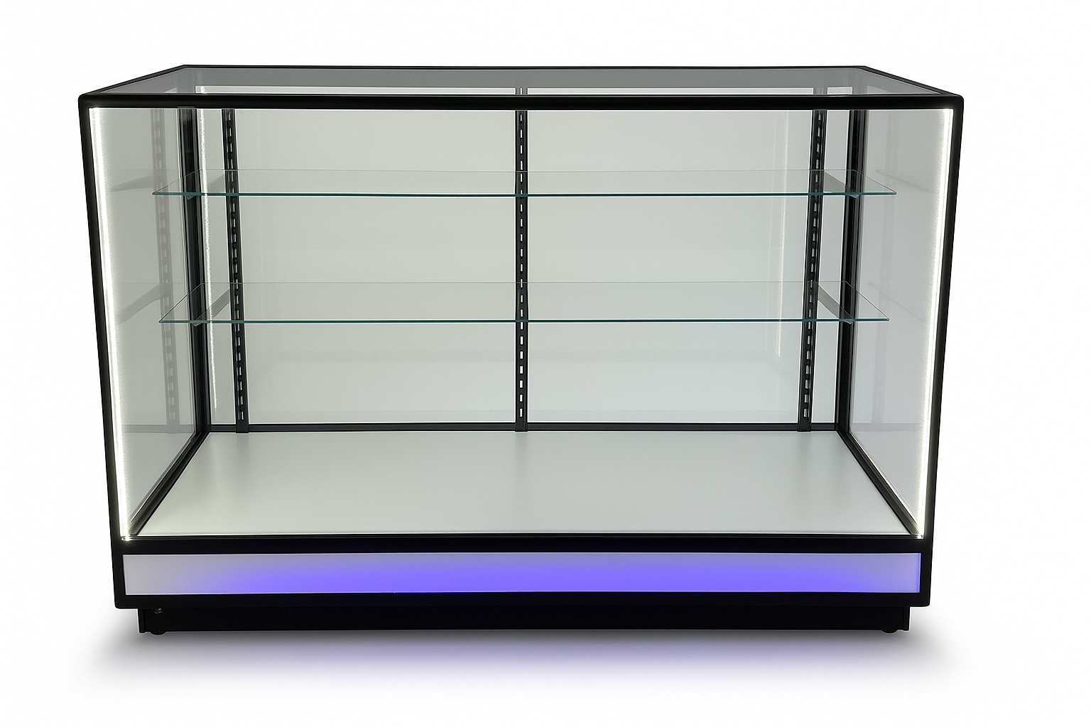 "Premium Glass Display Showcase with LED Accent Lighting"